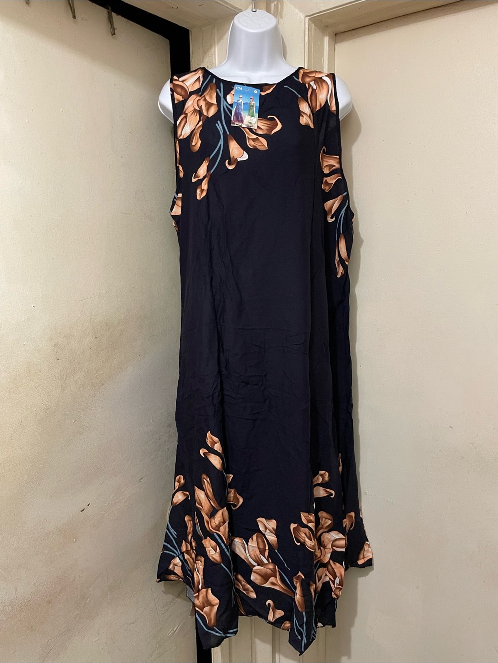 Women’s XL Black Floral Chiffon Maxi Dress Sleeveless